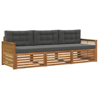 vidaXL Conjunto De Sof&aacute;s De Exterior 3 Pcs Natural Y Antracita Vidaxl
