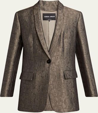 Giorgio Armani Geo Silk Jacquard Single-Breasted Blazer