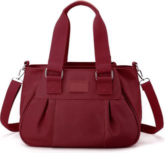 Generic Nylon Tote Bag for Women, Roomy Multiple Pockets Crossbody Bags Casual Ladies Handbag for Daily, Work, College & Travel (wine red)