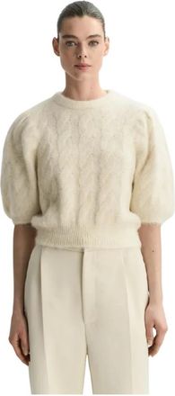 Soft Goat Gebreide Blouse - Dames - Ronde hals truien - Beige - M - Truien & Vesten