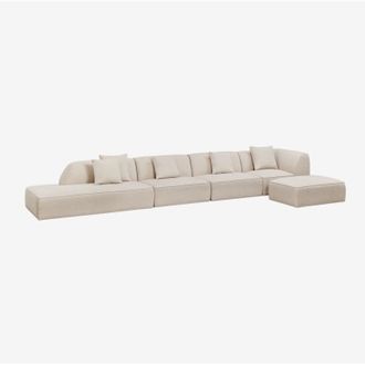 Sklum Divano angolare componibile Cardea 4 pezzi con chaise longue sinistra e pouf imbottito SKLUM