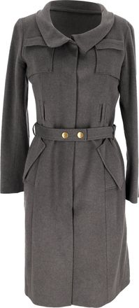 Roland Mouret Belted Coat in Grey Wool