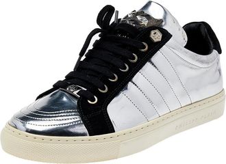 Philipp Plein Philipp Plein Silver /black Leather And Suede Low Top Sneakers