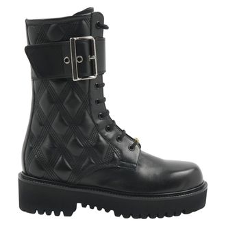 Valentino Lace-up Boots, female, Black, Size: 11 US VLogo Leather Combat Boots