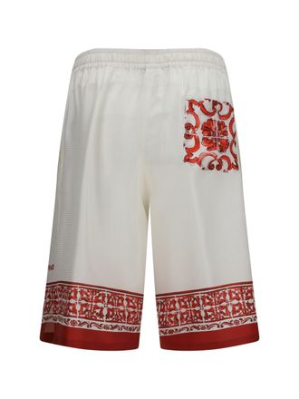 Dolce & Gabbana Maiolica Print Silk Bermuda Shorts - Multicolor