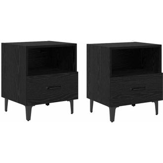 vidaXL Armario de Noche con cajón 2 pcs Roble negro 40 x 35 x 47.5 cm vidaXL