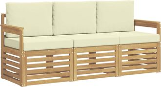 vidaXL Juegos De Sof&aacute;s 3 Uds. Blanco Y Crema Polyester Vidaxl