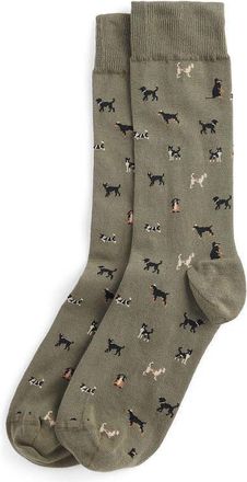 Barbour Mavin Dog Cotton Blend Crew Socks in Mid Olive/Dog at Nordstrom, Size Large