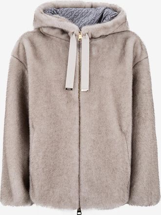 Herno Kurzer Kapuzenmantel aus synthetischem Pelz
