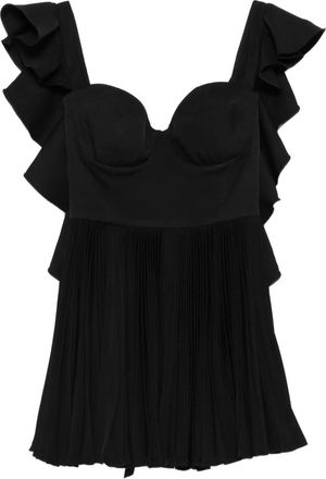 Parlor Geplooide mini-jurk met ruches - Zwart