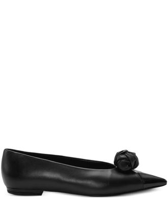Rotate knot-appliqu&eacute; leather ballet flats - women - Calf Leather/Calf Leather - 37 - Black