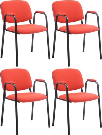 Clp Set De 4 Sillas De Confidente Ken Pro En Tela Rojo
