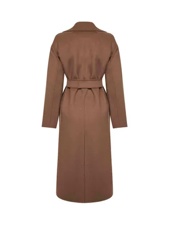 Max Mara Womens Long Wrap Coat Camel Virgin Wool