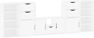 vidaXL Vidaxl - Mobile Tv 5 Pz Con Contenitore Odda Bianco In Legno Di Pino