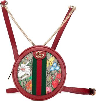 Gucci Zaino tondo Flora Ophidia in tessuto GG Supreme 2016-2025 - Rosso