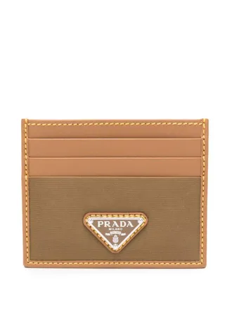 Prada triangle-logo leather cardholder - men - Calf Leather - One Size - Brown
