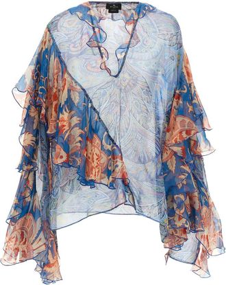 Etro Blue Loose Printed Shirt