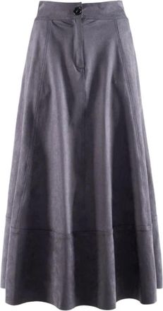 Nenette Ecosuede Flared Midi Rok - Dames - Midirokken - Grijs - M - Polyester - Rokken