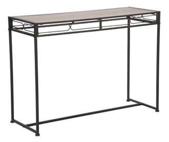 Mauro Ferretti Consola rectangular de metal negro con tapa de madera cm 110x40x80