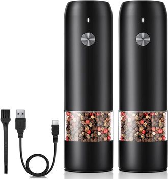 OEM Juego De Molinillos El&eacute;ctricos Recargables Para Pimienta Y Sal - Funcionamiento Con Una Sola Mano - No Requiere Pilas - Estilo Moderno - Juego Autom&aacute;t