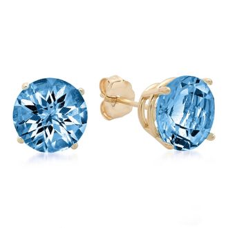 MAX + STONE 10K Yellow Gold 8MM Round Checkerboard Cut Stud Earrings