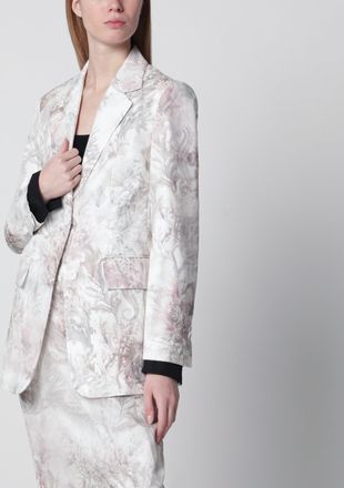Max Mara Blazer slim in gabardina e organza stampata bianco