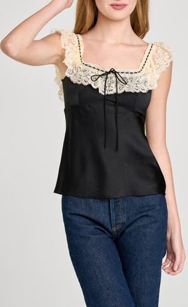 Wayf Ella Lace Trim Camisole in Black at Nordstrom, Size X-Small