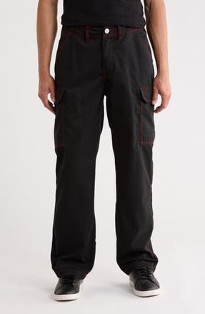 True Religion Horseshoe Outline Cargo Jeans in Jet Black /Tr-V Red 2 at Nordstrom Rack, Size 40