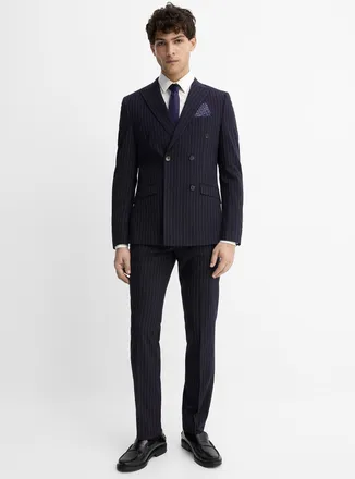 Soul of London Mens Banker-stripe retro suit Slim fit