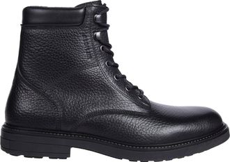 Tommy Hilfiger Black Leather Padded Collar Boots