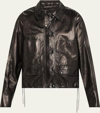 Brandon Maxwell Harper Leather Balloon Jacket