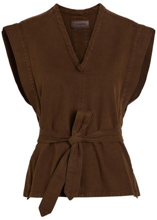 Christophe Lemaire Chasuble Belted Cotton-twill top - Dark Brown - 38 (UK10 / S)
