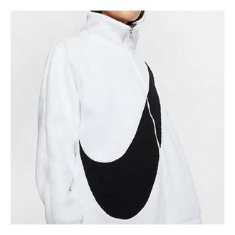 Nike (WMNS) Nike Big Swoosh Fleece Jacket White Black CZ4064-100