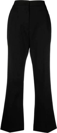 Jil Sander Compacte Wool Grain de Poudre Broek - Dames - Wijde Broeken - Zwart - M - Wol - Broeken