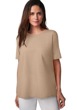 Jessica London Uptown Refined Tee in New Khaki at Nordstrom, Size 26
