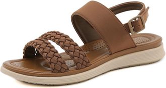 Generic Women Fashion Retro Double Woven Sandals with Breathable Air Holes and Comfortable Lightweight Inner Insole Design (Brown, 4.5)