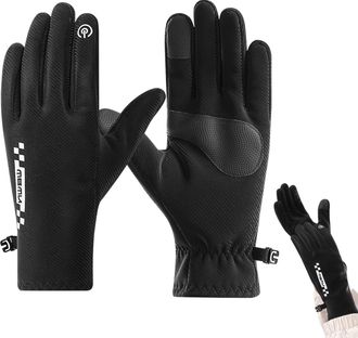 Generic Touch screen Fleece Lined warm winter gloves women Anti-slip Waterproof Windproof for cold weather Thermal ski riding driving (Black)