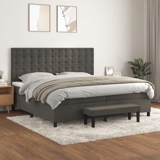 vidaXL Vidaxl - Cama Box Spring Con Colch&oacute;n Terciopelo Gris Oscuro 200x200 Cm