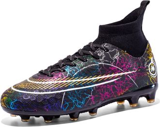 Generic Mens Breathable High Top Short Nails Teen Fashion Football Shoes, Spikes -- Black., 4.5 UK