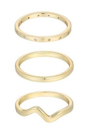 Adornia Set of 3 14K Gold Plated Cubic Zirconia Stackable Rings at Nordstrom Rack, Size 6