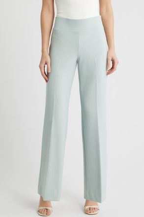 Anne Klein High Waist Pull On Wide Leg Pants in Soft Aloe at Nordstrom, Size Xx-Small
