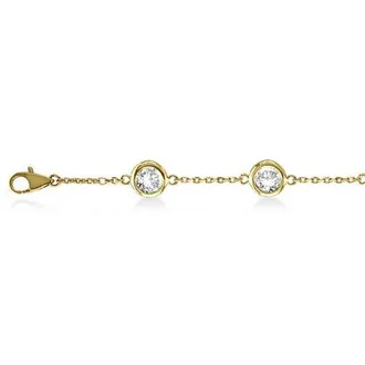 Allurez Diamond Anklet Bracelet Bezel Set 14 in 1.5Ct,yellow Gold at Nordstrom, Size 9.5