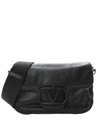 Valentino Black Leather Vlogo Leather Shoulder Bag (Authentic Pre-Loved)