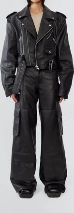 Deadwood Dormi Recycled Leather Biker Jacket In Black