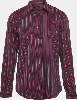 HUGO BOSS Boss By Hugo Boss Purple Striped Cotton Slim Fit