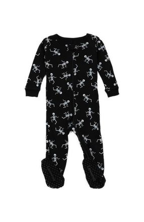 Leveret Kids Footed Cotton Halloween Matching Family Pajamas, Fun Prints in Black Skeleton at Nordstrom, Size 4T