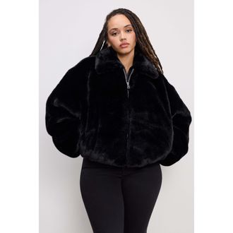 Good American Womens Faux Fur Collar Jacket | Black, Size Medium | Good American by Khlo&Egrave; Kardashian