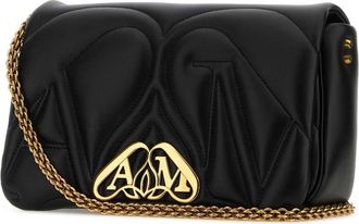Alexander McQueen Womens Seal Shoulder Bag Black Lamb