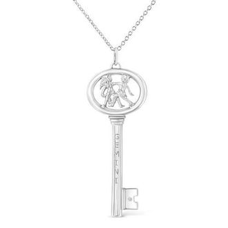House of Brilliance 925 Sterling Silver Diamond Accent Zodiac Key 18 Pendant Necklace in Gemini at Nordstrom
