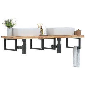vidaXL Estante De Lavabo De Pared Acero Y Madera Maciza De Acacia Vidaxl
